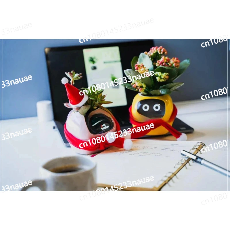 Intelligent Cute Pet Interactive Flower Pot Cartoon Expression Plant Intelligent Pot Desktop Green Plant Emotional English