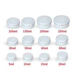 5/10/15/20/30/50/60/80/100/150g empty white round aluminum box metal tin cans cosmetic cream refillable jar Aluminum Pot