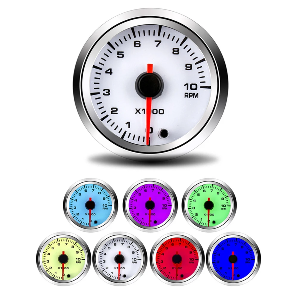 52mm 7 Colors Tachometer RPM Meter Water Temp Oil Temp Oil Press Voltmeter Boost Gauge Air-Fuel Ratio Gauge EGT Gauge Car Gauge