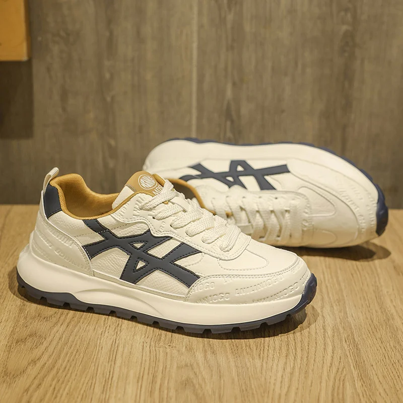  أحذية رياضية عصرية للرجال 2025 - أربطة على الطراز القديم، نعل مكتنز مع تعزيز الارتفاع، الجزء العلوي من الجلد، مسامي ومريح، متعدد الاستخدامات #4