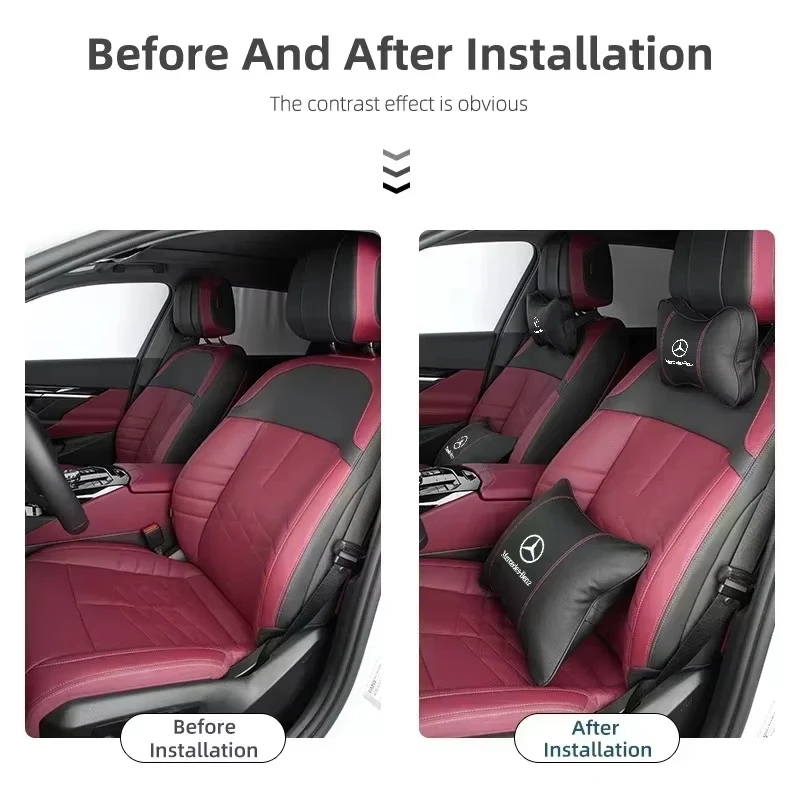 Car Headrest Pillow Neck Cushion Lumbar Support For Mercedes Benz AMG A C E Class W201 W210 W108 W204 W205 W203 W211 W124 W177 view 5