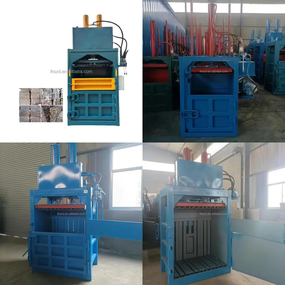 Hydraulic Baling Press Machine for Cardboard Plastic Scrap 60T 30T 10T Semi Automatic Vertical Baler Compactor Garbage