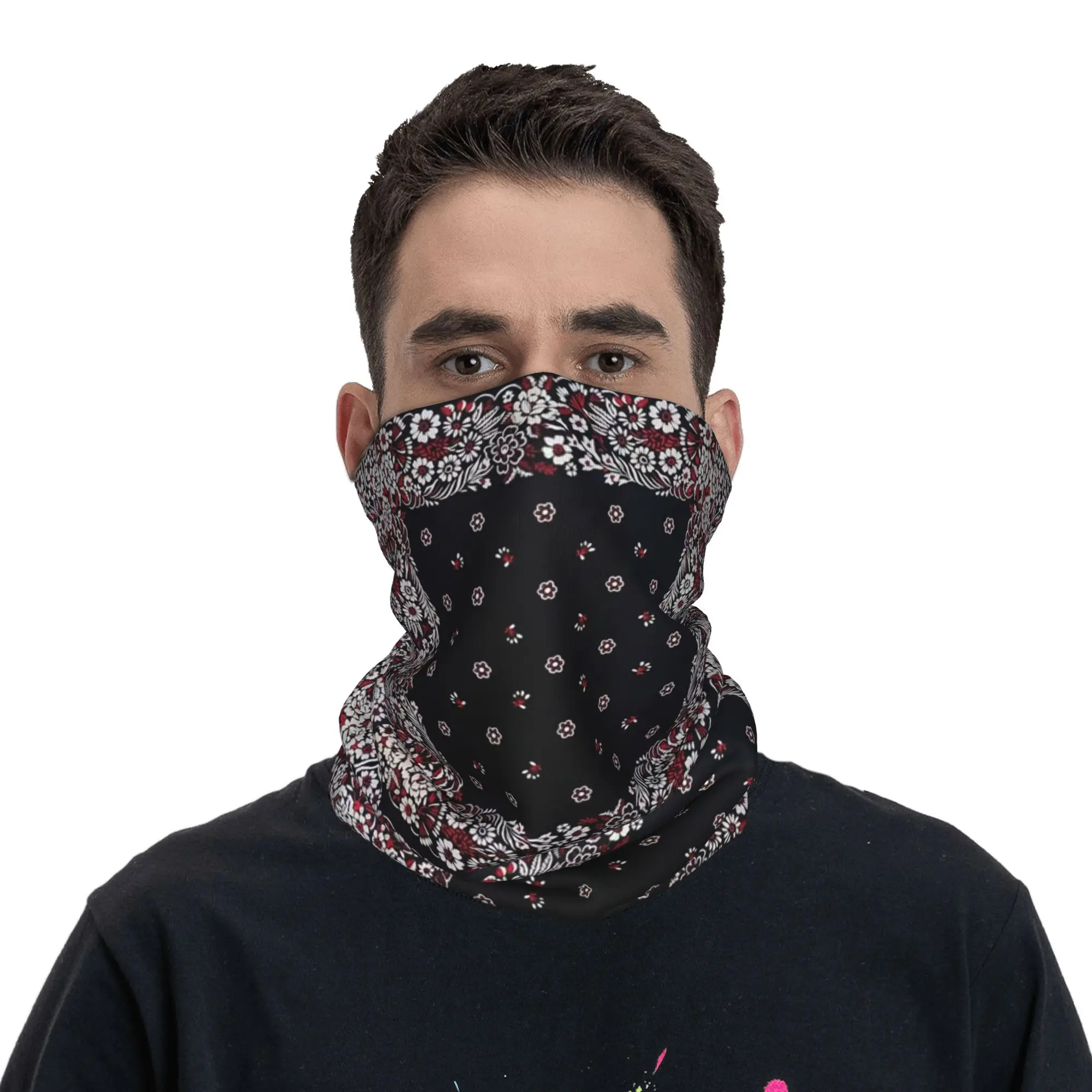 

Бандана с цветочным полосатым узором, маска-шарф с принтом, шарф для езды на велосипеде, бега, для мужчин, женщин, взрослых, моющийся.