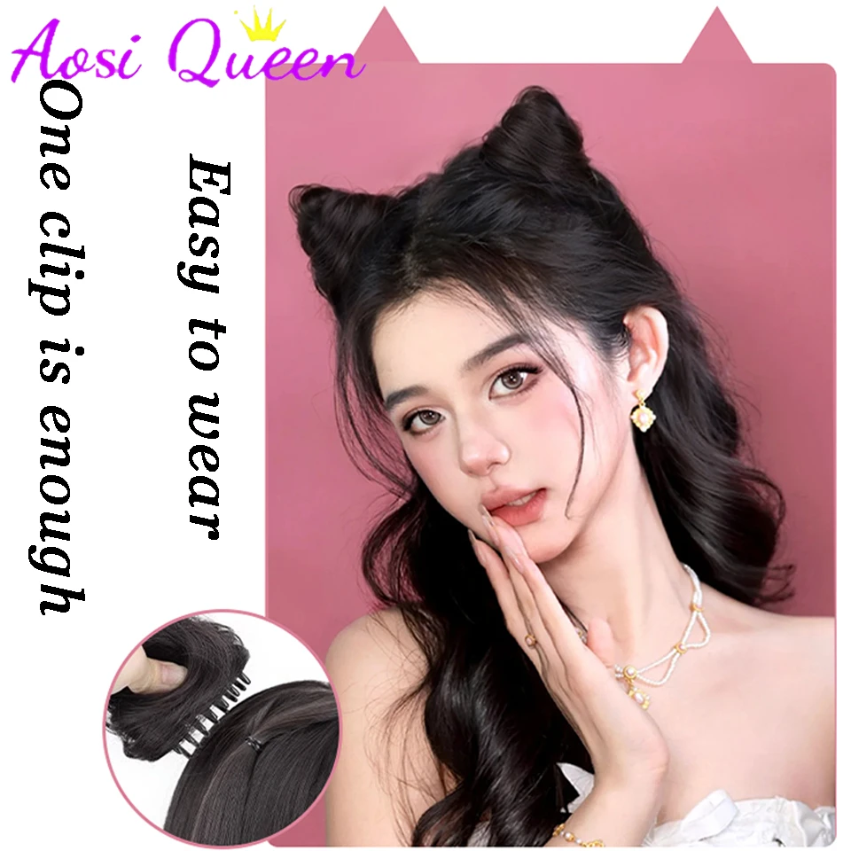 AOSI Synthetic Bow Cat Ear Ball Head Claw Clip Style Antique Style Hair Bag Wig Hair Clip Hair Accessories For Women