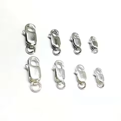 1 Piece Solid 925 Sterling Silver Lobster Claw Clasp with 1 Open Jump Ring Plain Silver for Necklace Bracelet DIY Jewelry Find