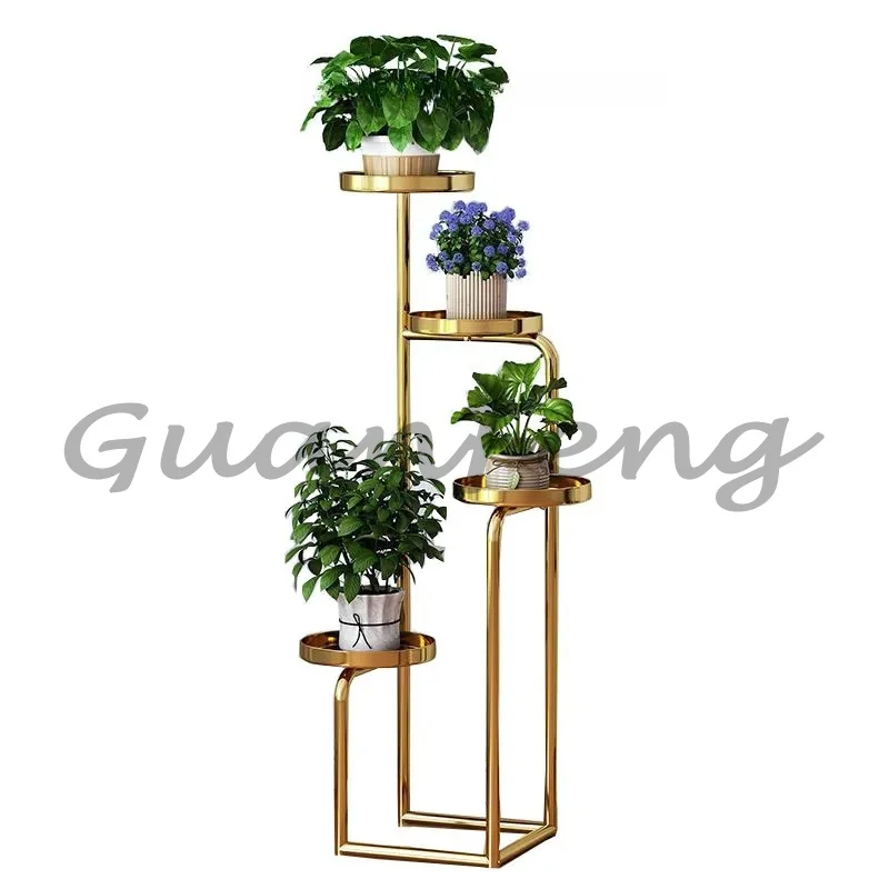 Light Luxury Gold Iron Plant Stand, Multi‑Tier Metal Flower Pot Display Rack for Balcony Living Room