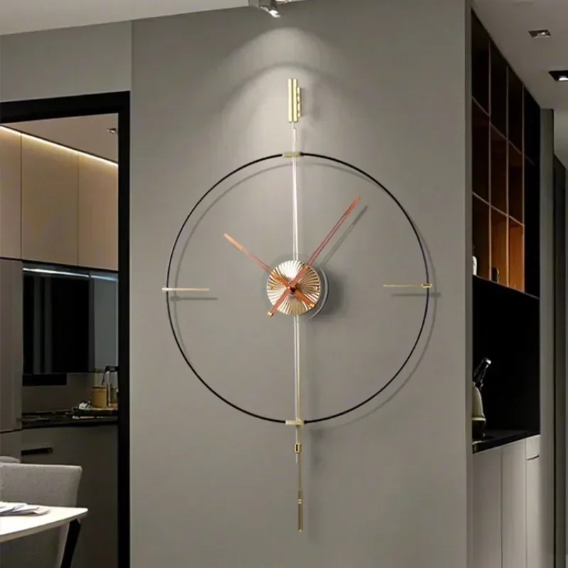 Luxury Wall Clocks Minimalism Pendulum Clocks Design Large Living Room Clock Home Decoration Accessories Elegant Room Ornaments