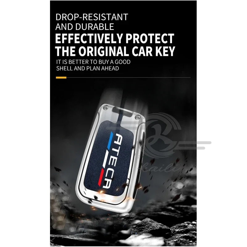 Car TPU Zinc Alloy Key Case Bag For Seat Ateca Arona IBIZA Leon Car Key Chain Car Metal Key Shell Interior Decoration Accessorie