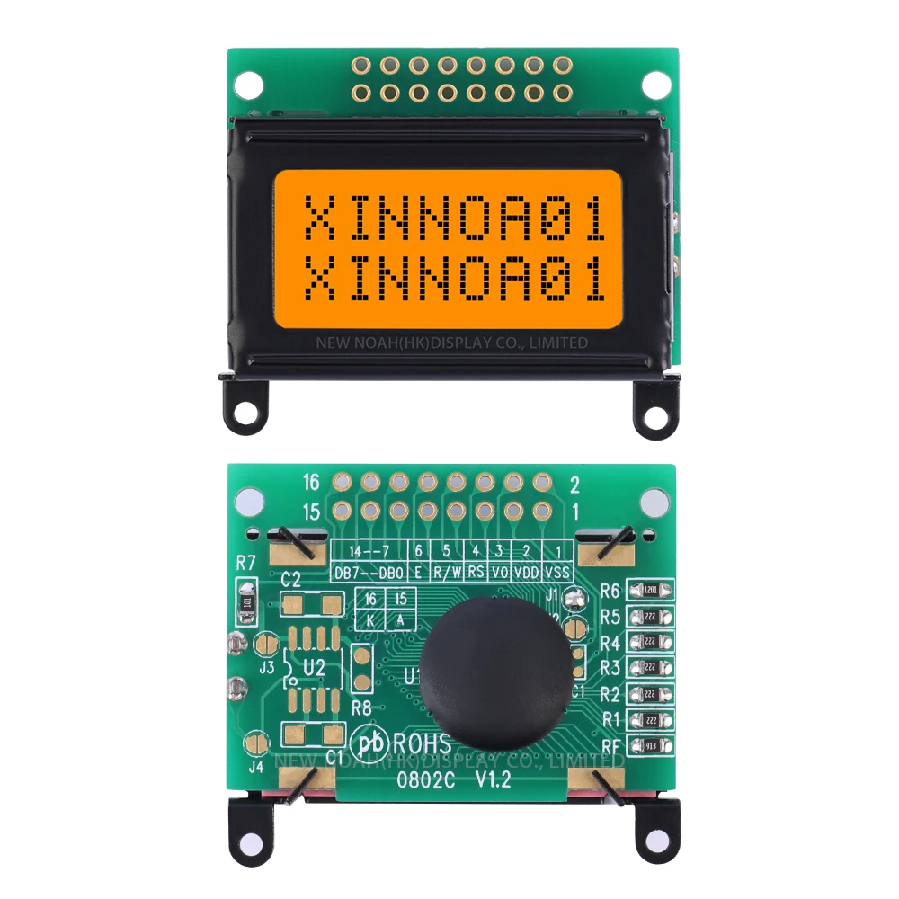 Placa controladora do módulo LCD, luz alaranjada, letras pretas, ST7066U, exposição paralela, 51 microcontrolador Stm32, 40x29.2x12mm, 0802C, 2x8