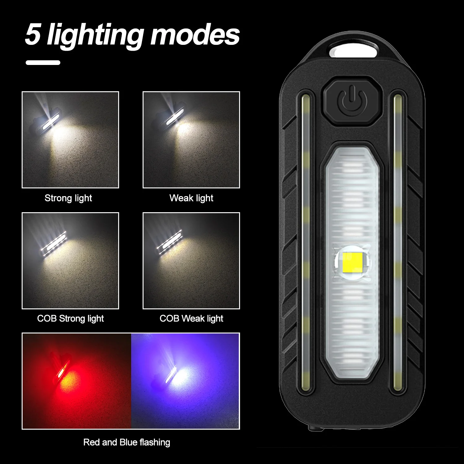 Imagem -03 - Mini Lanterna Fina Tática da Polícia Luz de Ombro Usb tipo c Recarregável Luz de Capacete de Bicicleta Luz de Chaveiro Pcs