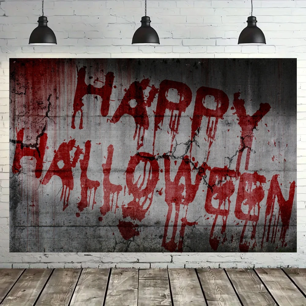 Halloween Horror Photography Backdrop Bloody Wall Chains Handcuffs Hook Background Scary Party Decor Photo Booth Banner Props