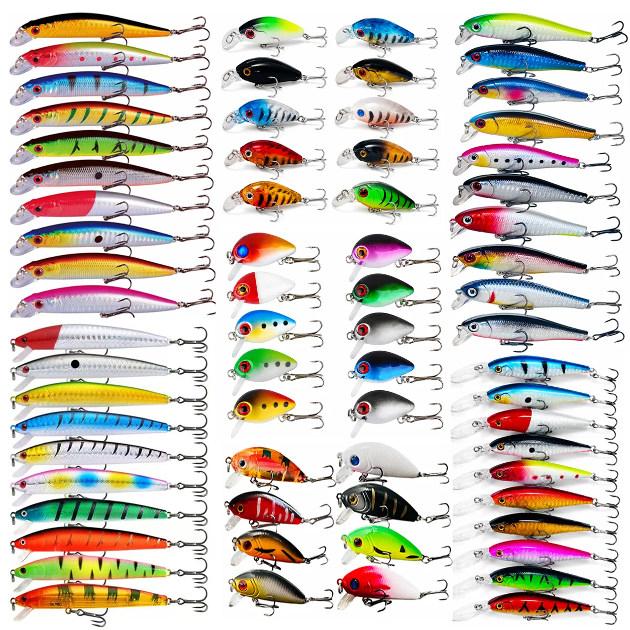 2026  68 Pieces Fishing Lure Set Combo Assorted Minnow Crankbait Artificial Hard Bait for Bass Trout Saltwater  Factory Direct