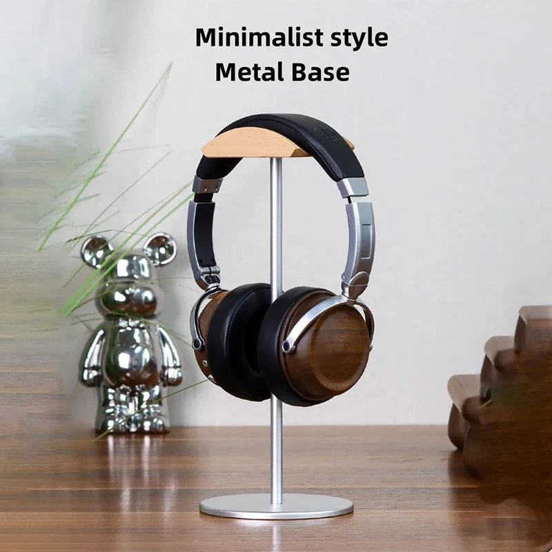 Solid wood aluminum alloy headset bracket hanger simple headphone storage rack