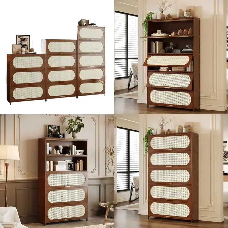 Retro Floor to Ceiling Cabinet Simple Living Room Dust Proof Storage Bookshelf Multi Layer Locker Wall Mounted Shelves for