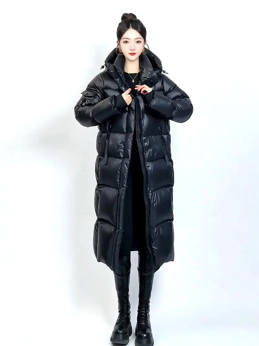 Ultra-Thi largo blanco Du down Puffer Jaet abrigo de invierno para mujer resistente al frío para ir al trabajo con sombrero señoras Faion