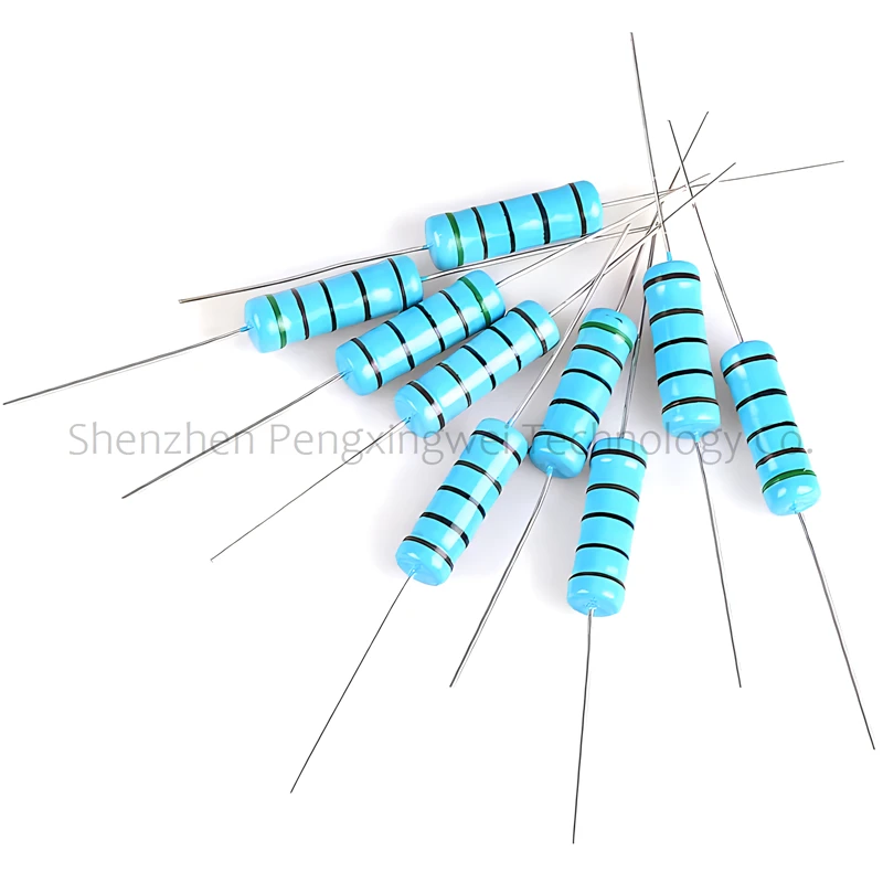 

50pcs 5W 1% Metal Film Resistor 1 1.2 1.5 10 12 15 100 120 150 Ohm R K 1R 1R2 1R5 10R 12R 100R 1K 10K 100K 0.1R-1M