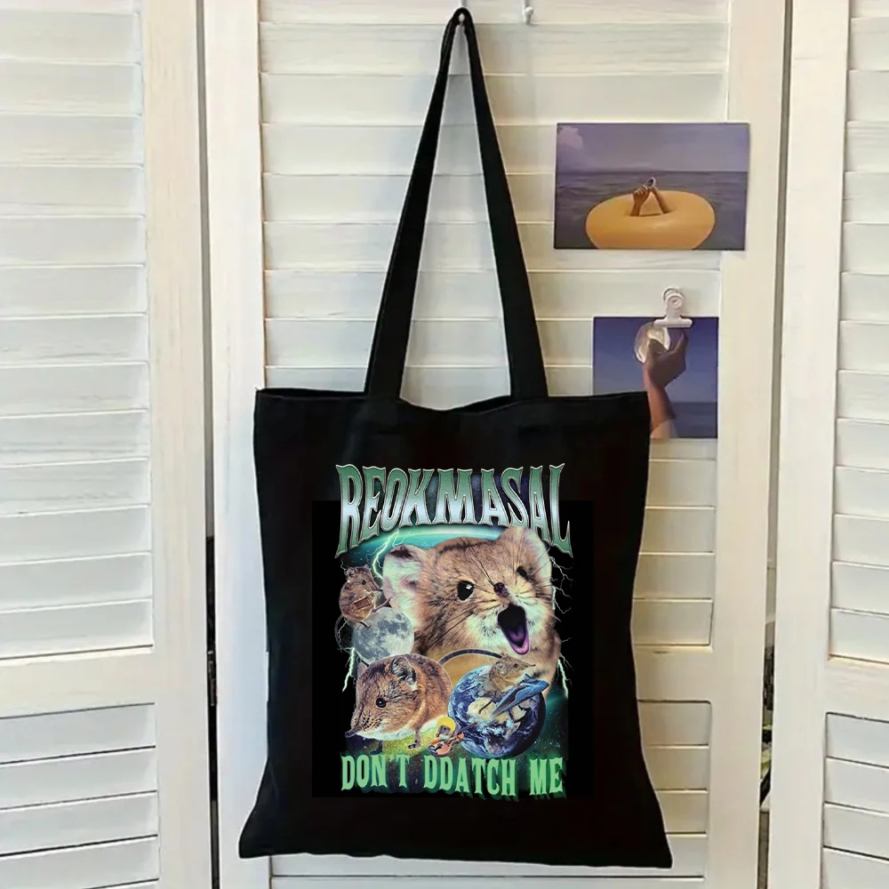 

Funny Animal Print Canvas Tote Bag, Casual Large Capacity Single Shoulder Handbag Portable for Shopping Travel School Daily Use
