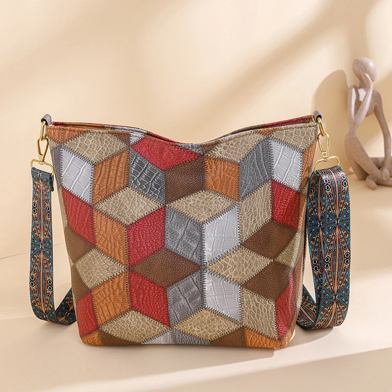 Frauen Tasche Große Kapazität Vintage Eimer Marke Trend Schulter Taschen Qualität Shopping Totes Vielseitige Täglichen Breiten Riemen Handtasche