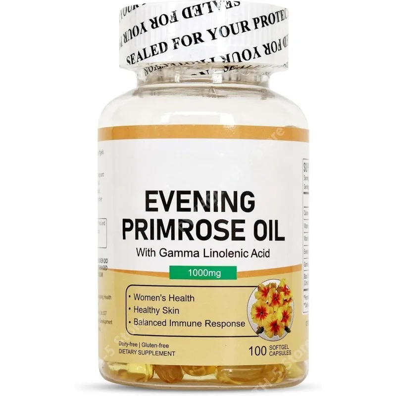 

Evening Primrose Oil Softgel, 1,000mg Per Serving, for Women's Health & Skin Care Support, 100 Capsules Daily