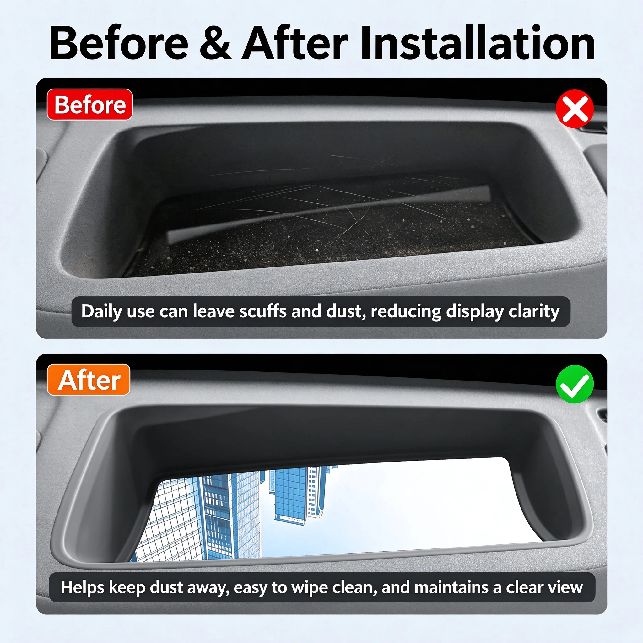 Custom HUD Protector for Lantu Zhuiguang S, HUD Frame, Reduce Debris Build‑Up, Noise‑Free, Easy Install, Black 1pc