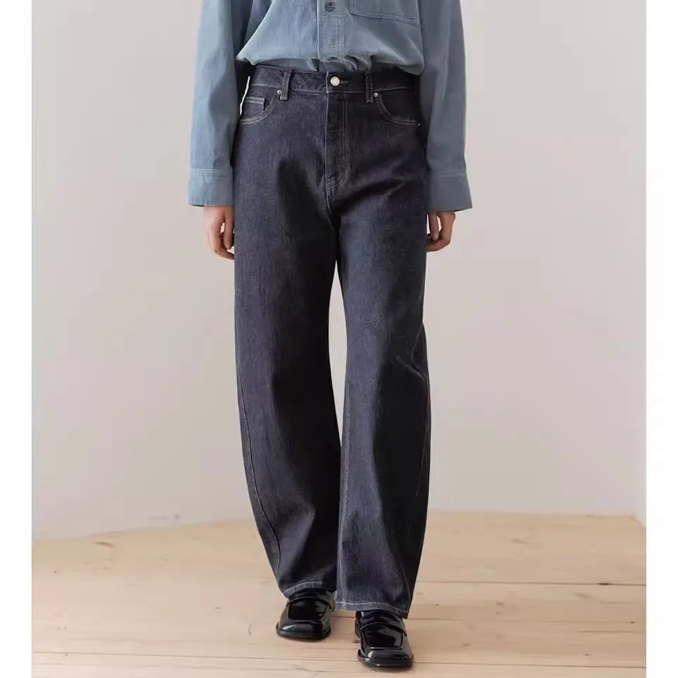 

High Waist Fce Lined Casual Jeans Long Pants Women's Winter Warm Cotton Denim Zipper Fly Bla Color Guss Brand