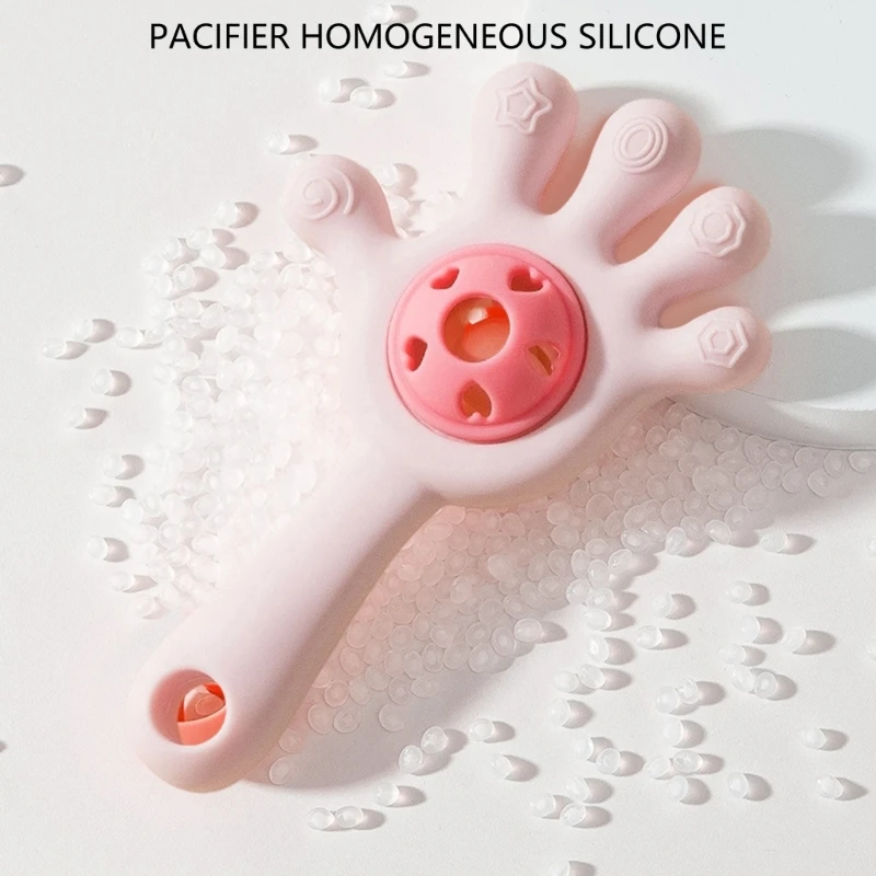 لعبة عضاضة للأسنان محمولة باليد على شكل راحة اليد الإبداعية لعبة هزاز تعليمية تعزز التطور السمعي والتسنين 15UB #4