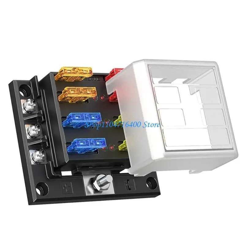 

y1gd Universal 6Way Blade Holder Box Block Panel 12V 32V Circuit Holder for Boat RV Car Yacht
