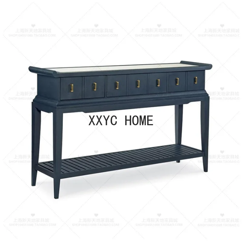

Modern Solid Wood Distressed New Elegant Villa Living Room Light Luxury Curio Cabinet Creative Console Tables