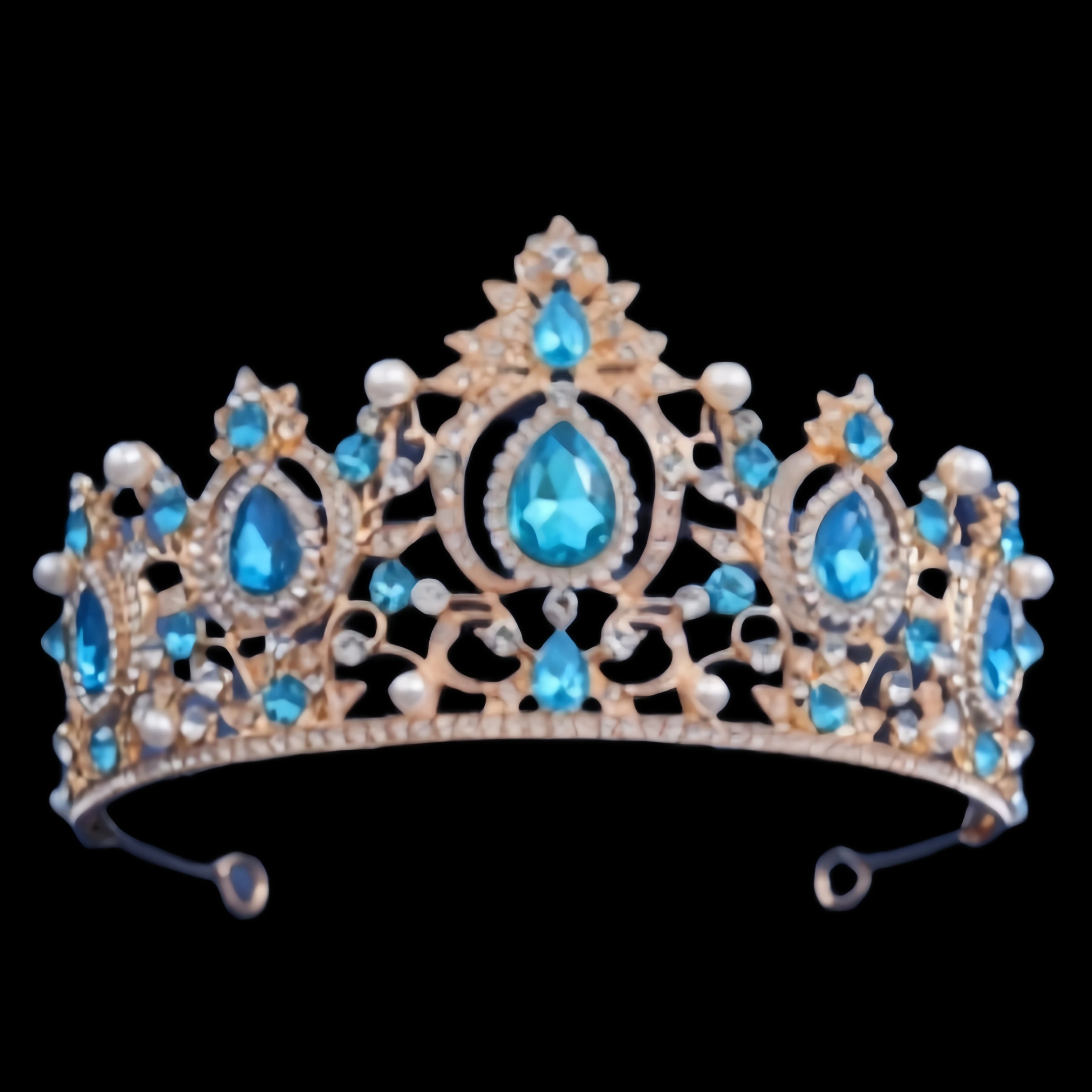 الفاخرة بحيرة الأزرق تاج تيارا حزب الإكليل التيجان والتيجان للنساء الزفاف حفل زفاف إكسسوارات الشعر مجوهرات تاج تيارا