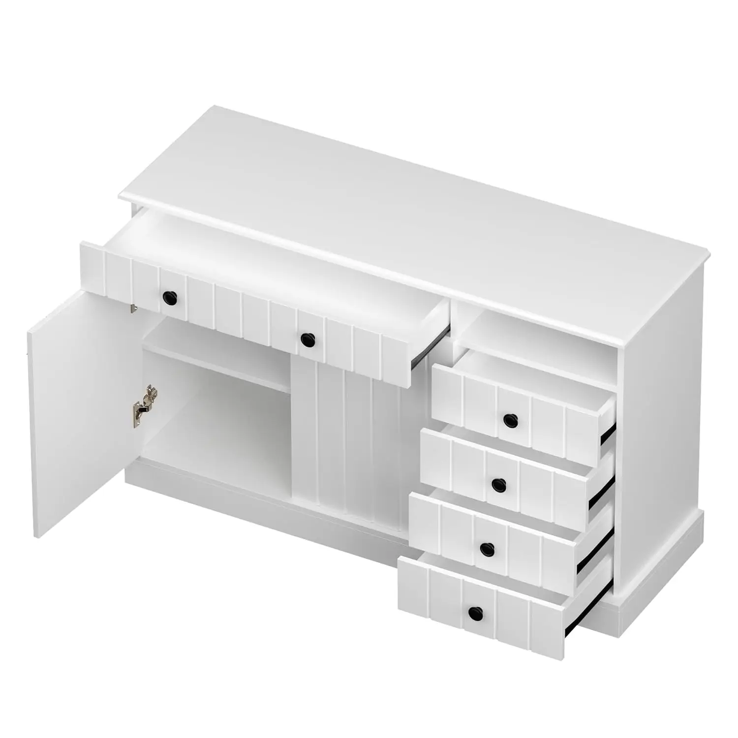 White Storage Cabinet 5 Drawers 2 Doors Open Shelf Wooden File Organizer Home Office, Customized