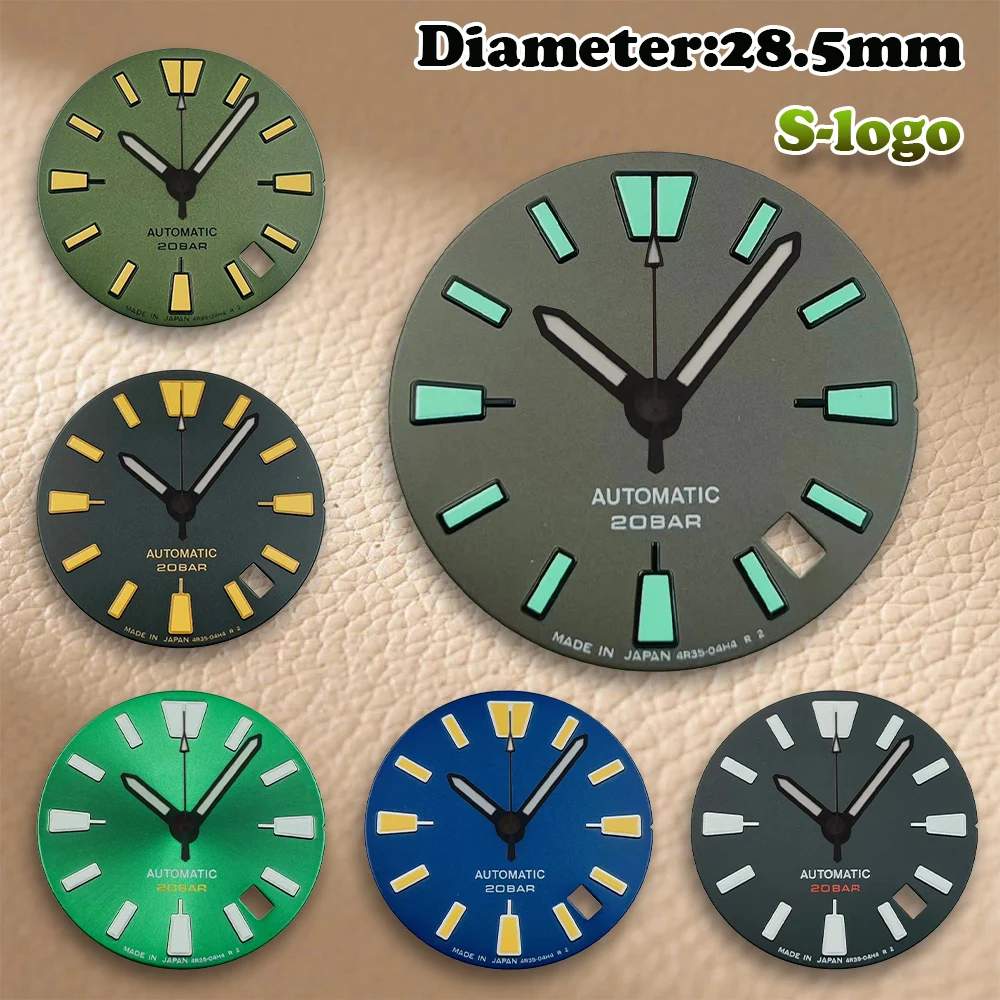

NH35/NH36 28.5mm S-Logo X007 Diver Dial - Green Luminous Mod Part for Automatic Watches for men Watch Modification Accessories