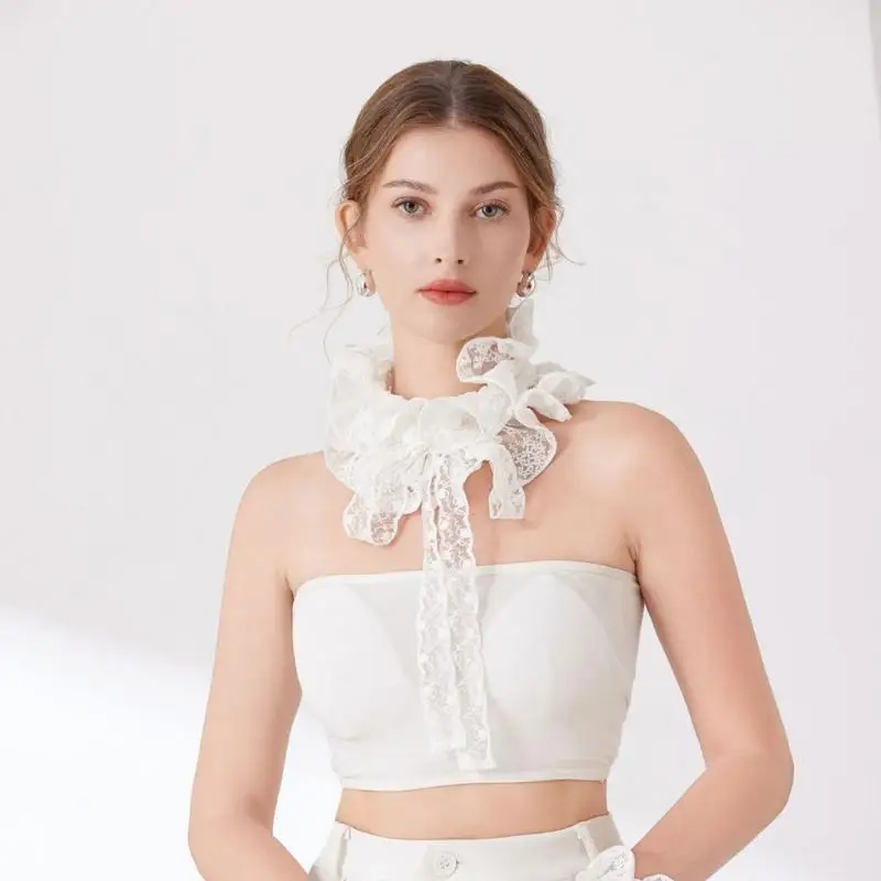 652F مجموعة أنيقة من الدانتيل بأكمام للذراع وياقة قابلة للفصل إكسسوارات أزياء نسائية