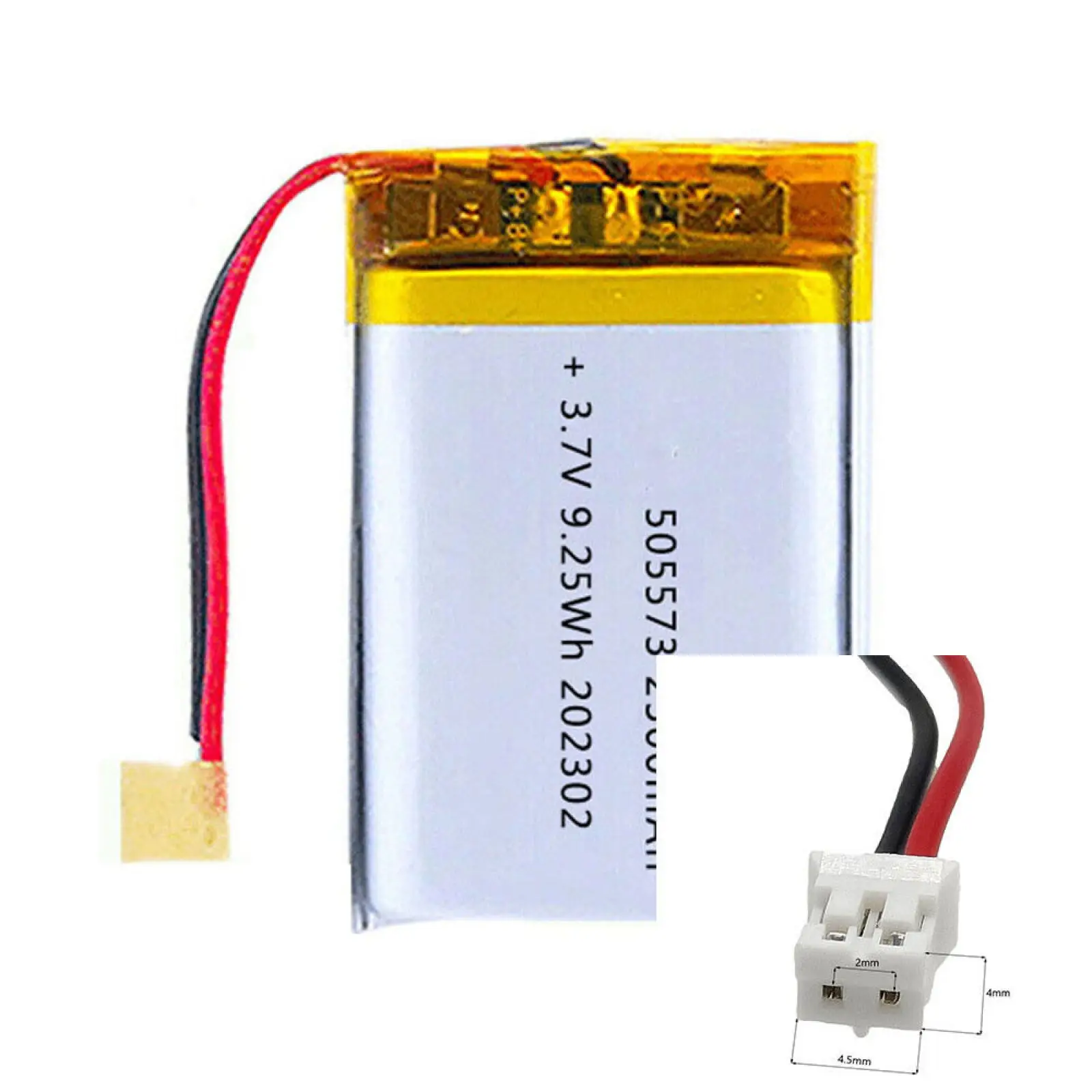 

3.7V 2500mAh 505573 Li-Polymer Li Battery JST-PH 2pin 2.0 For DVD MP4 MOBILE POWER CHARGING TREASURE POWER MP3 TABLET LAPTOP