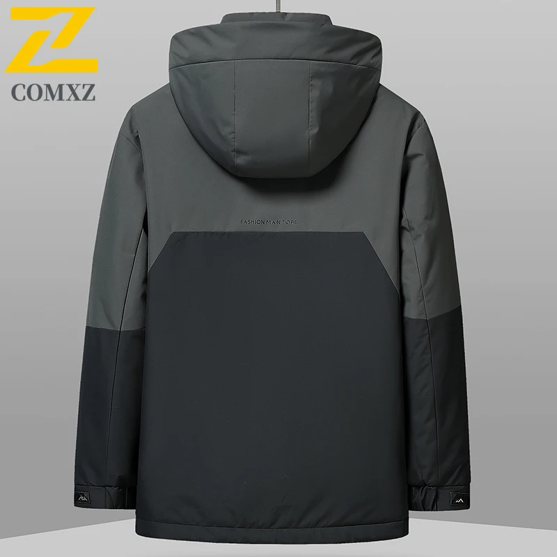 COMXZ Luxury Men Down Jacket Lightweight Commute Office Warm Puffer Jacket Hooded Travel Windproof Cold Resistant Winter Coat