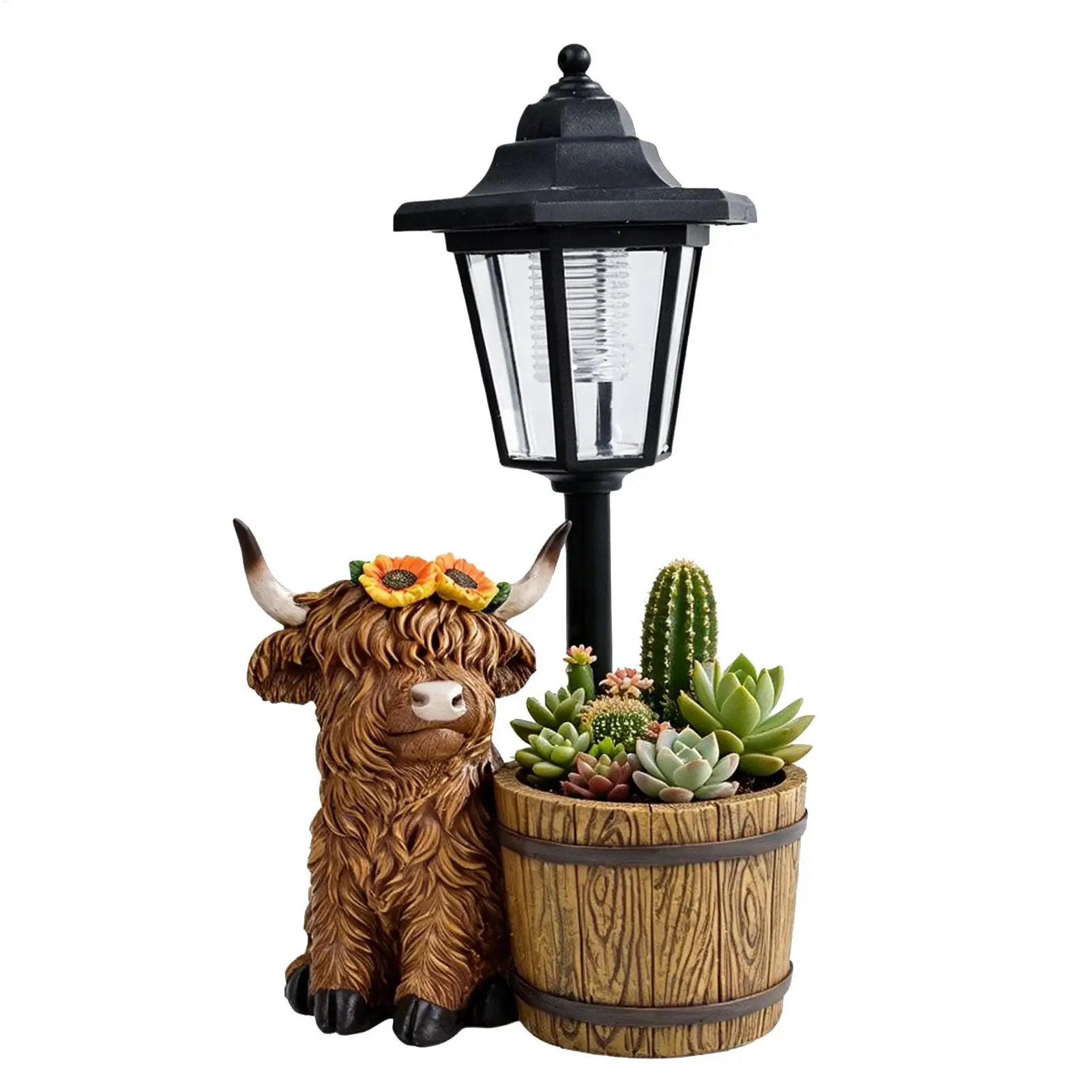 Solar Lantern with Planter Solar Powered Cow Light with Planter Cow Garden Statue for Outdoor Yard Porch Lawn Patios Courtyards
