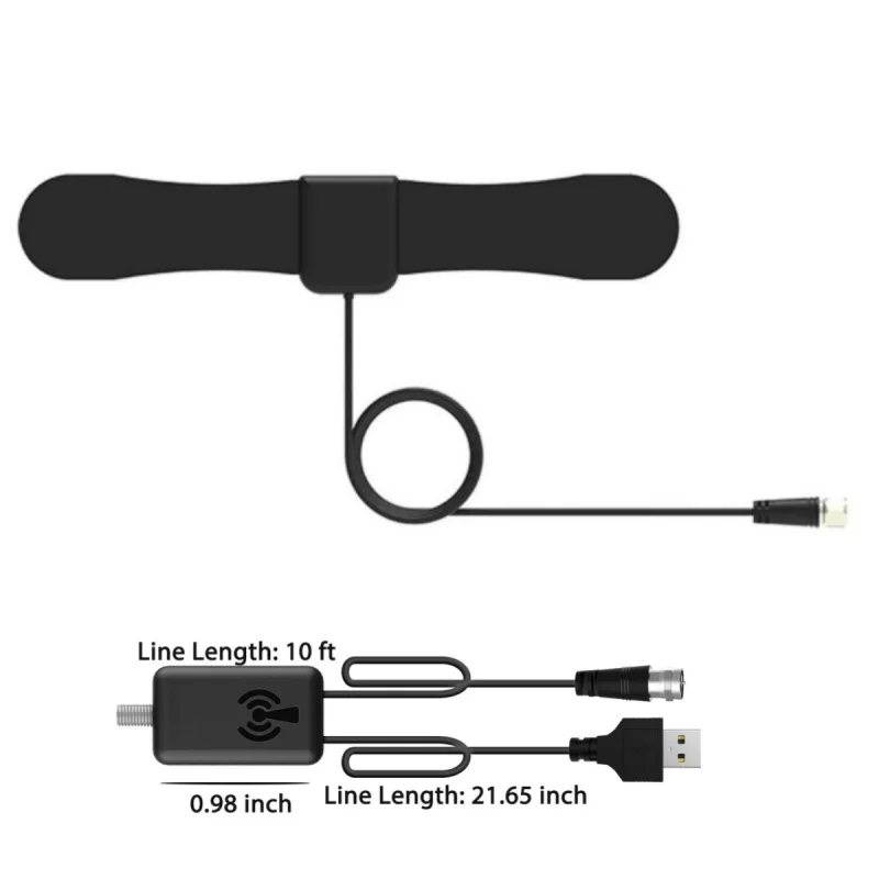 テレビアンテナ 4K 1080p 全てのテレビに対応、地デジチャンネル用、スマートスイッチアンプ信号ブースター -11.4フィート同軸HDTVケーブル、屋内/屋外用