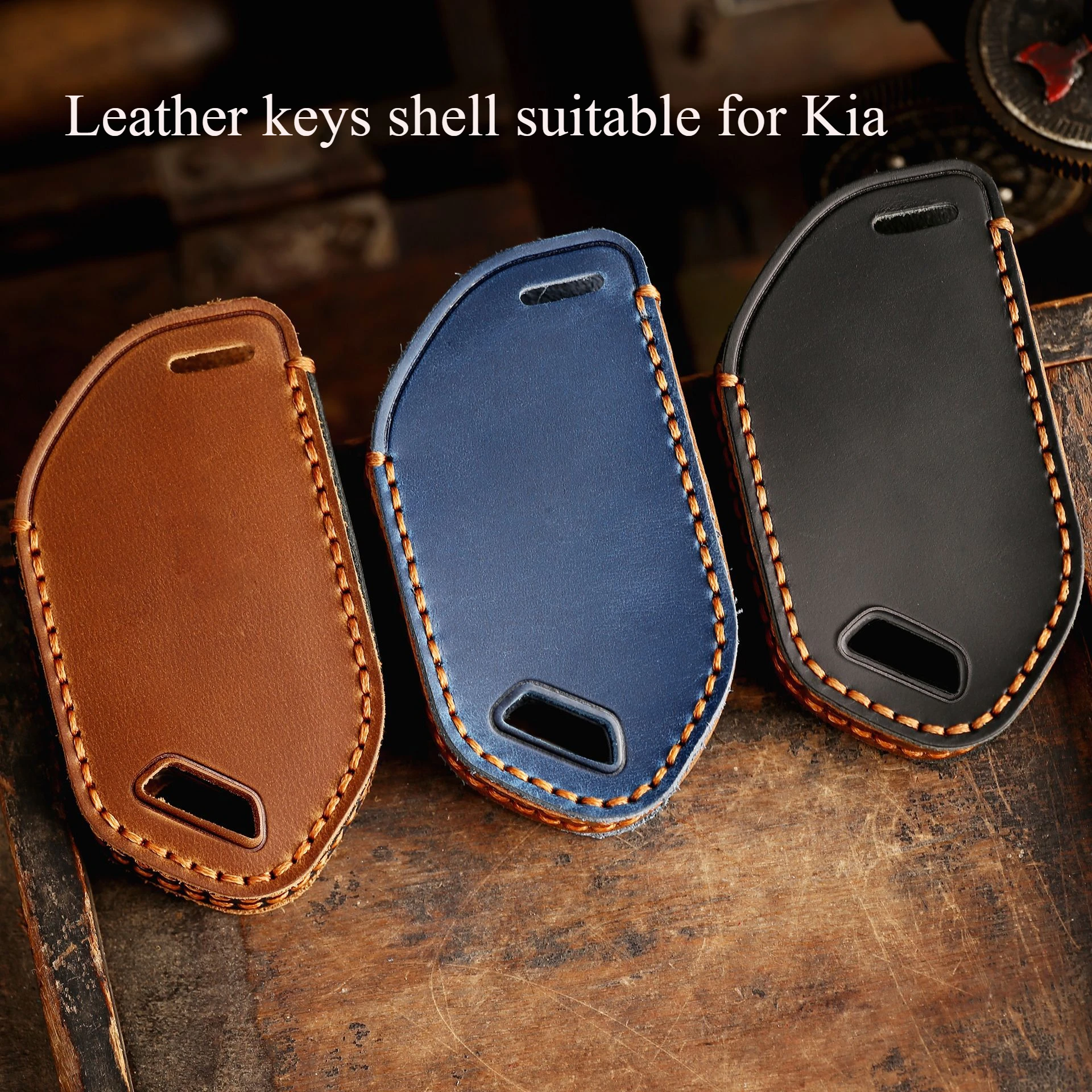 New Car Leather Keybag Suitable for Kia 2024 Brand New KIA High-end Leather Key Shell Key Protector 5 6 7 8 9 Buttons