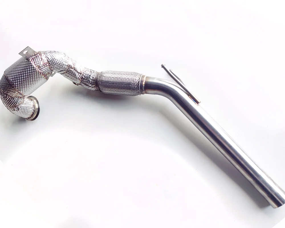 Car Exhaust Downpipe Ss304 Stainless Steel Catted Downpipe With Heat Shield  for VW MK7 MK7.5