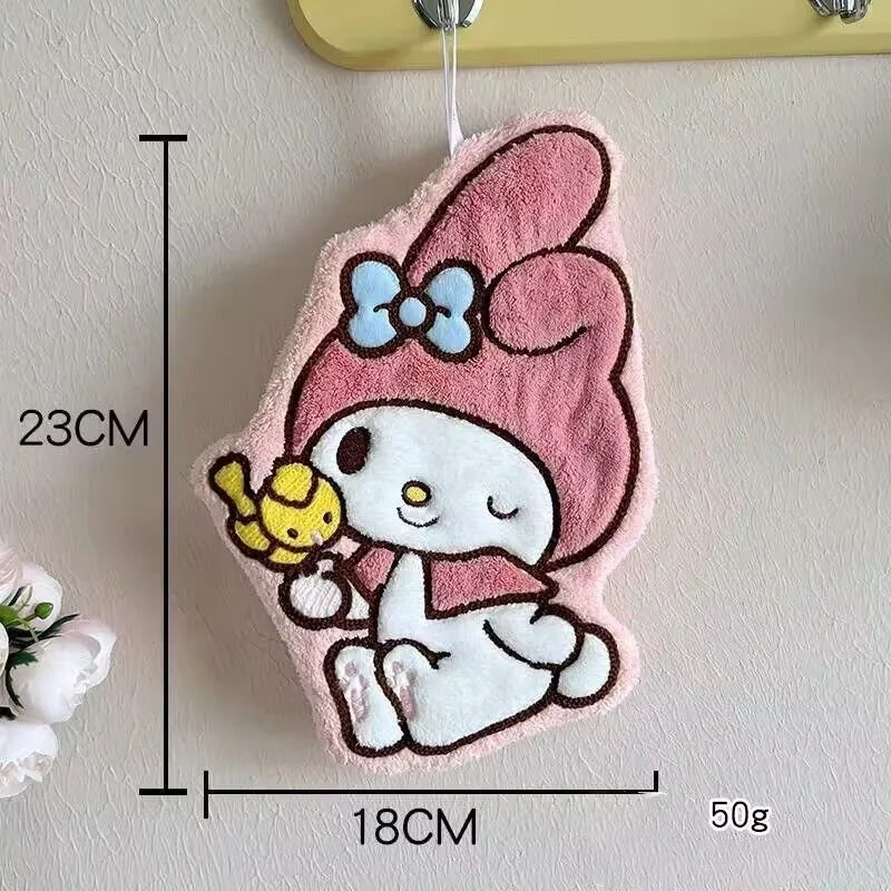 منشفة يد ماصة للرسوم المتحركة من الصوف المرجاني كاواي سانريو، منشفة معلقة ناعمة على شكل لطيف، عنصر صغير للحمام والمطبخ #5