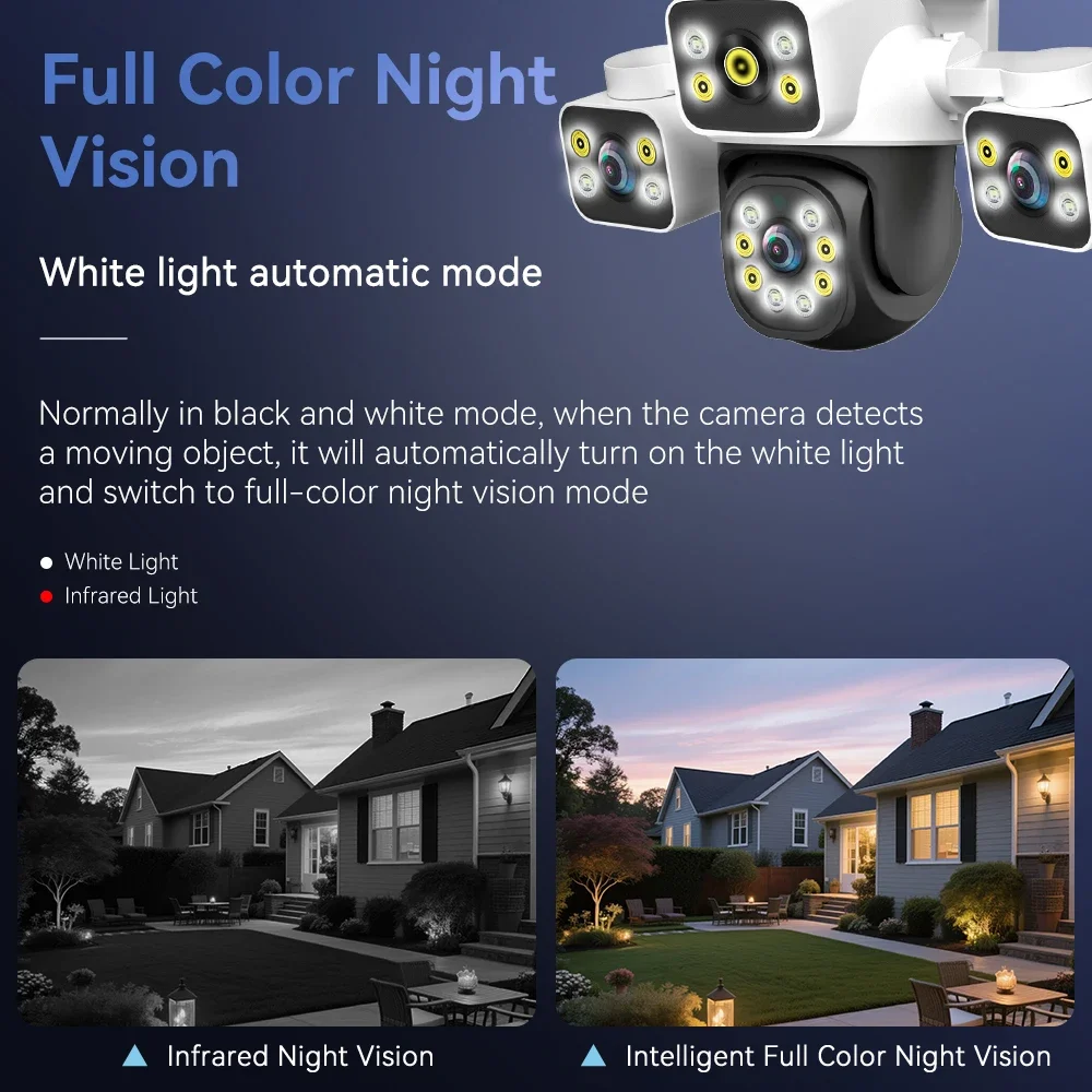 ثلاثة شاشة ثلاثة عدسة 12MP HD WIFI IP اللون للرؤية الليلية كاميرا تتبع السيارات IP66 مقاوم للماء CCTV فيديو الأمن IPC360Home #2