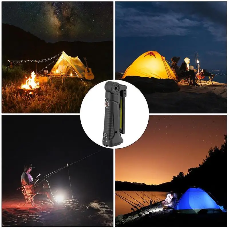 

USB Work Light Rechargeable LED Flashlights With Magnetic Base 360 Degree Rotate Job Site Lighting Work Tool Lights For Camping