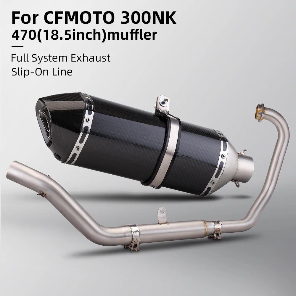 

For CFMOTO NK250 250SR 300NK 300SR Full System Motorcycle Exhaust Escape Moto Modified Front Link Pipe with Carbon Fiber Muffler