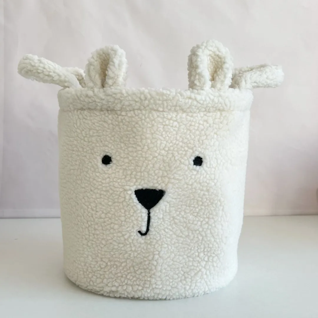 Folding Storage Basket for Children\'s Room, Cute Teddy Bear, Laundry Toys, Soft, Sherpa Sundries, Storage Bag Organizer