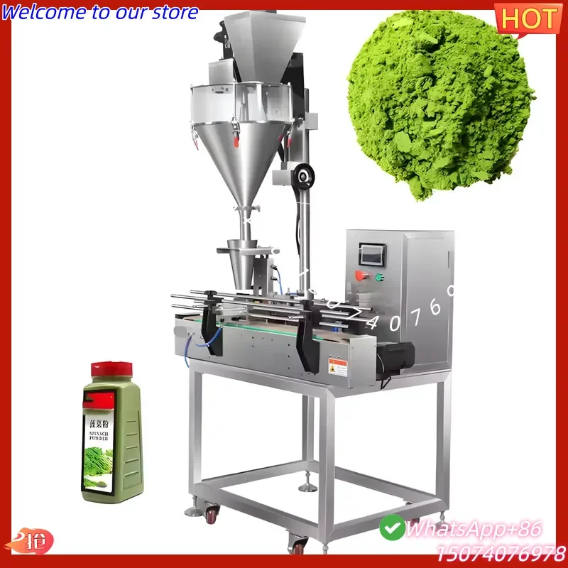 2026 20L Automatic Spice Powder Jar Filling Line Vegetable Powder Nitrogen Auger Filler Table Screw Bottle Filling Packing