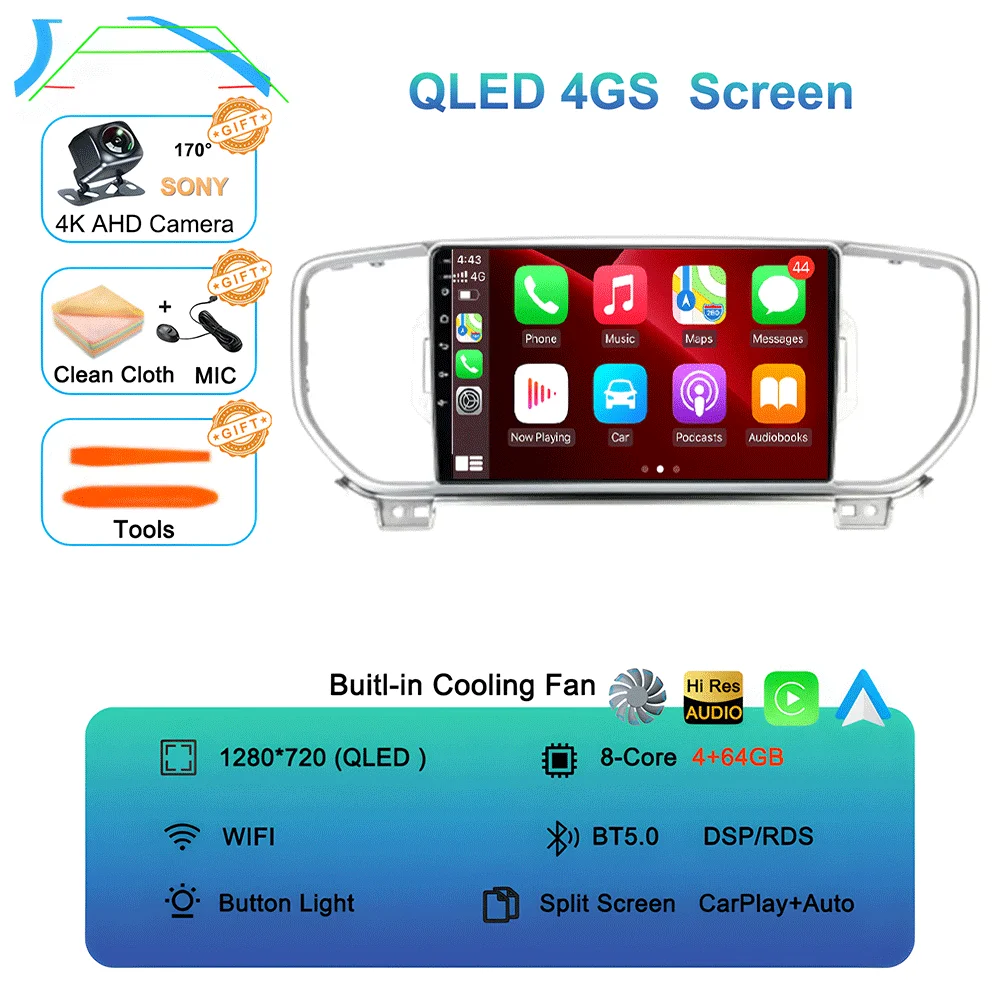 Android 16 autoradio multimediasysteem navigatie GPS 2 Din stereo DVD accessoires speakers voor KIA Sportage 4 KX5 2016 - 2018
