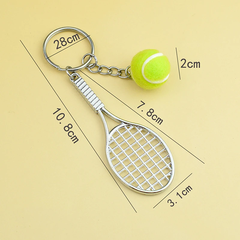 Fashion Funny Tennis Racket Pendant Keychain For Women Men Cute Sports Keyring Creative Backpack Decoration Accessories Gifts