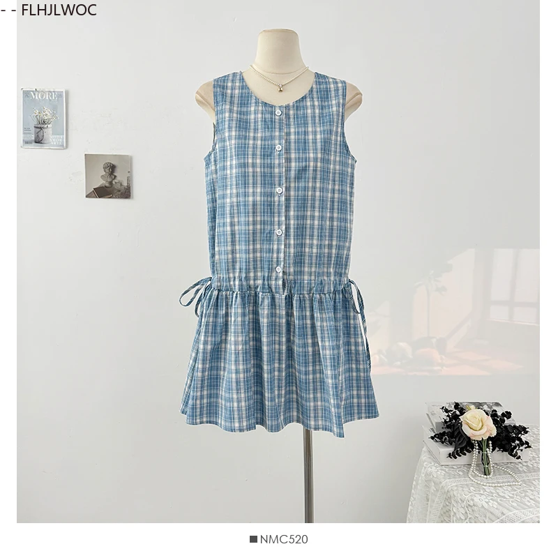 Shirring sem mangas peplum topos bonito doce japão meninas retro vintage babados camisas xadrez cintura fina chique y2k design blusas