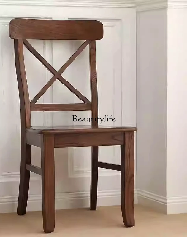 01American country ash wood single fork dining chair restaurant seat