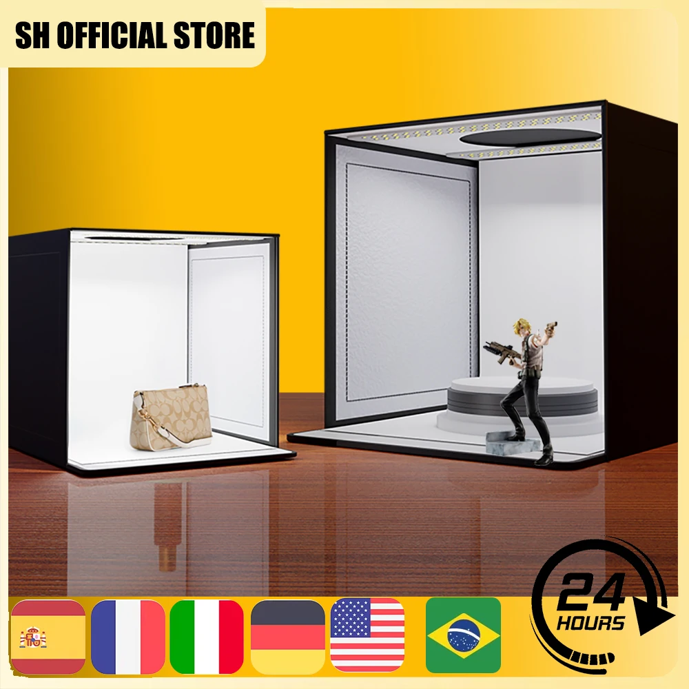 Photo Light Studio Soft Boxes Portable Foldable Dimmable Photography Table Shooting Tents Kit With 3Pcs Background Board