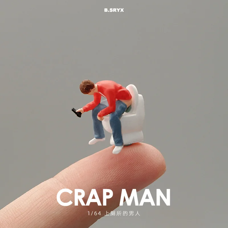 Export 1:64 scale miniature toilet, squatting figure model, simulated resin micro scene small ornament, micro landscape